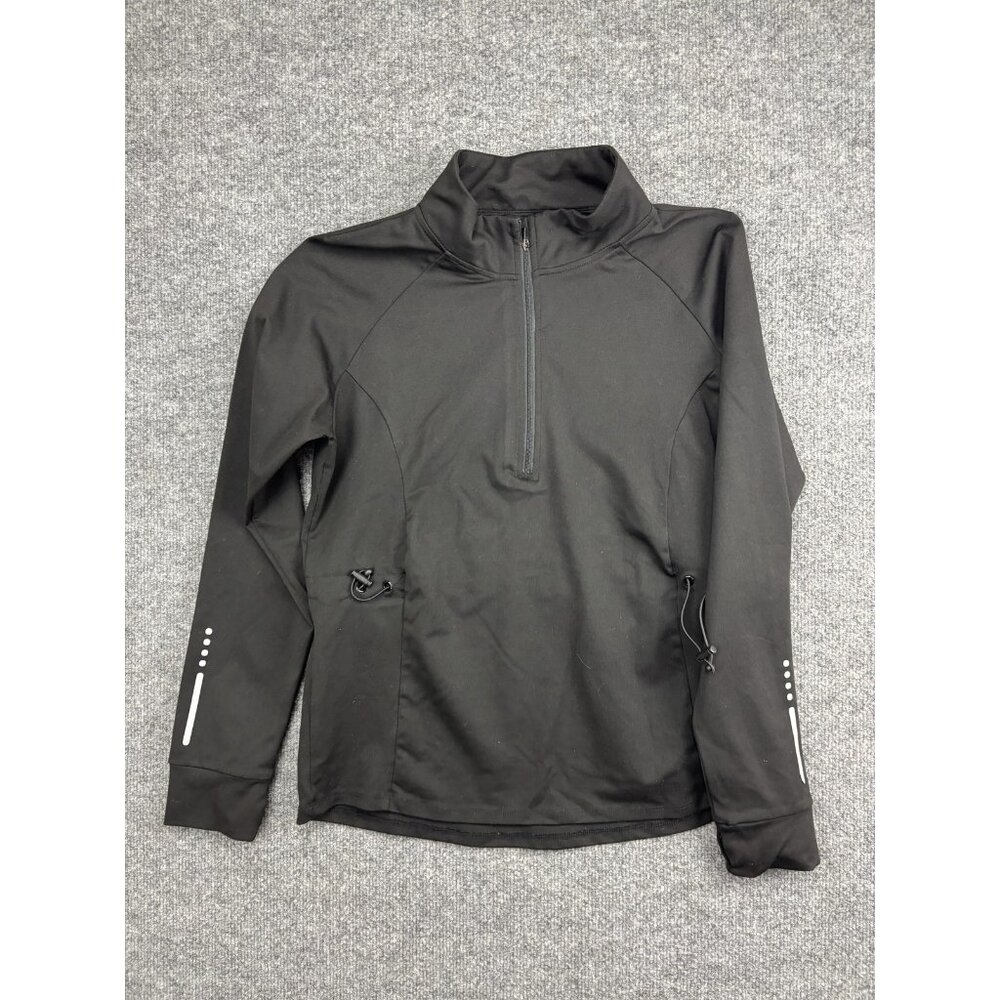 Cali‎ Sport Pullover Womens XL Black Half Zip Reflective Athletic Running Top